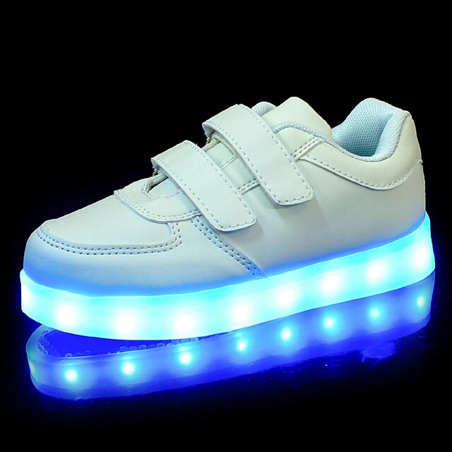  Mädchen Komfort / Leuchtende LED-Schuhe Kunstleder Sneakers Walking Klettverschluss / LED Weiß / Schwarz Frühling / Herbst / Party & Festivität / TPR (Thermoplastisches Gummi)