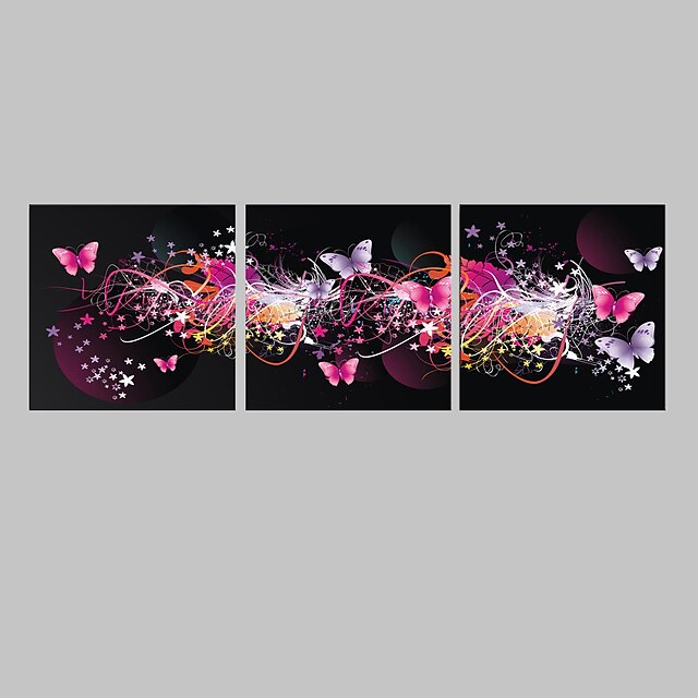  E-HOME® Stretched LED Canvas Print Art The Butterfly Flash effect LED Set of 3