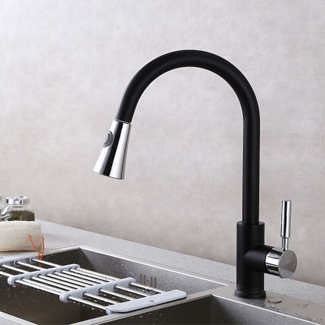  Kitchen faucet - Single Handle One Hole Chrome Pull-out / ­Pull-down Deck Mounted Contemporary