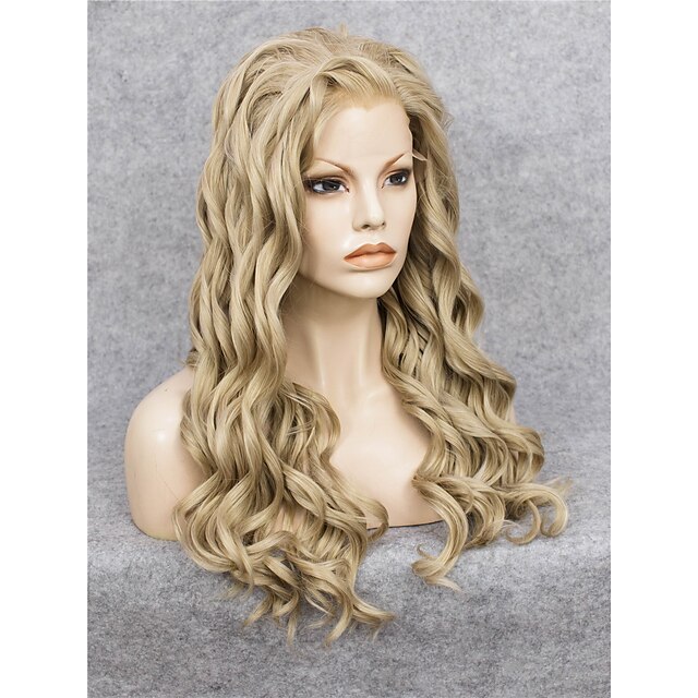  Peruki syntetyczne Falisty Blond Koronkowy przód Karnawałowa Wig Halloween Wig Peruka naturalna Włosy syntetyczne