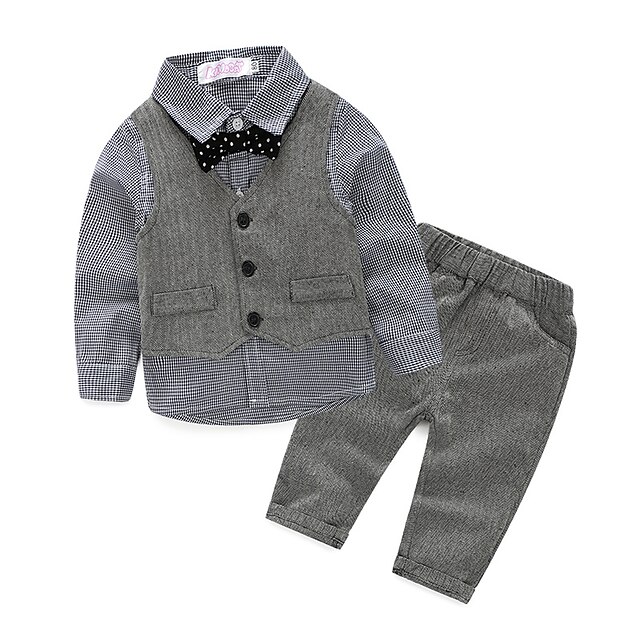 

KIMOCAT Boy's Formal Solid Clothing SetCotton Spring / Fall Gray-tz820