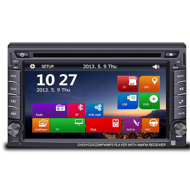  6.2 inch 2 DIN 800 x 480 Windows CE 5.0 Car DVD Player  for Universal Built-in Bluetooth GPS iPod RDS Steering Wheel Control Subwoofer