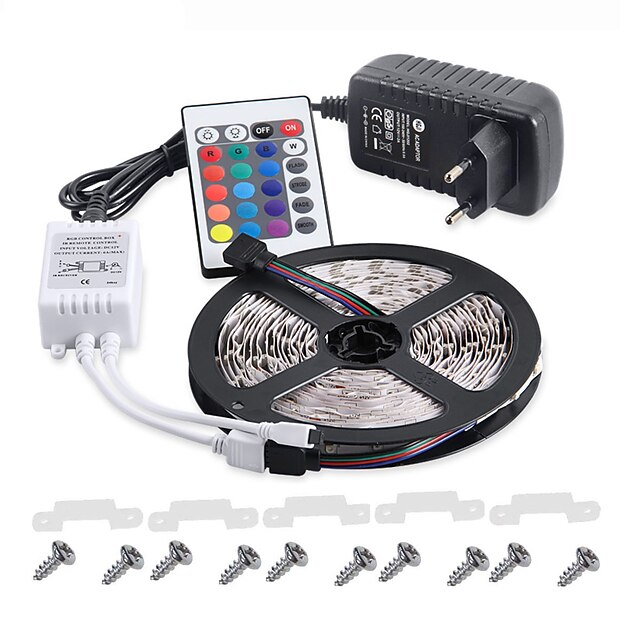 5m Light Sets LED Light Strips RGB Tiktok Lights 300 LEDs 2835 SMD 8mm Remote Control RC Cuttable Dimmable 100-240 V IP65 Waterproof Linkable Suitable for Vehicles Self-adhesive