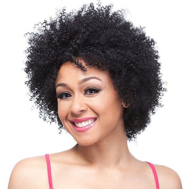 Synthetic Wig Curly Afro Curly Afro Wig Short Natural Black Synthetic