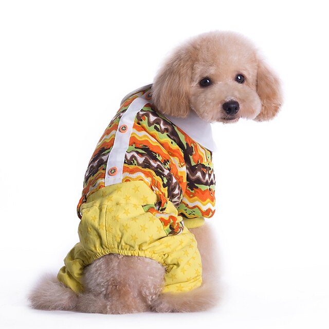  Gato Cachorro Macacão Roupas para Cães Algodão Primavera/Outono Inverno Férias Fashion Riscas Amarelo Azul Para animais de estimação