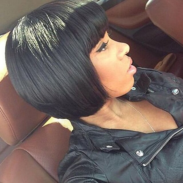  Perruque Cheveux Naturel humain Cheveux humains Naturels Non Traités Full Lace Cheveux Brésiliens Droit Bob Coupe Carré Femme avec des cheveux de bébé Ligne de Cheveux Naturelle Perruque / Droite