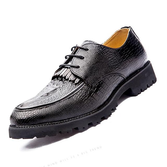  Men's Dress Shoes PU Spring / Fall Comfort Oxfords Slip Resistant Red / Brown / Black / Lace-up