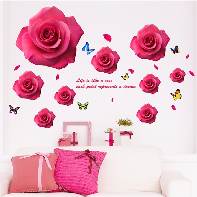  Botanisk / Romantik / Still Life Wall Stickers Fly vægklistermærker / 3D mur klistermærker Dekorative Mur Klistermærker,PVC MaterialeKan