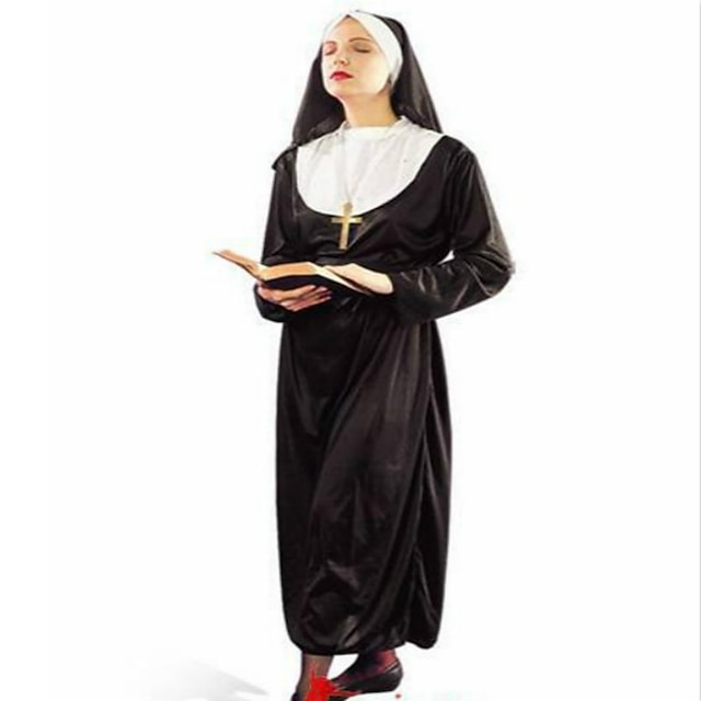  traje do partido do vestido extravagante de Halloween para o traje cosplay uma freira fêmea veste a saia da freira de três partes