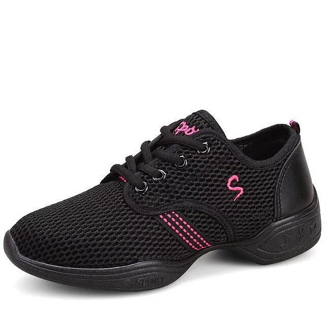  Mulheres Sapatos de Dança Tênis de Dança / Sapatos de Dança Moderna / Praticar tênis de dança para treinar Têni Cadarço Sem Salto Não Personalizável Branco / Preto / Rosa claro / Espetáculo / EU40