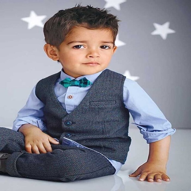 

KIMOCAT Boy's Formal Solid Clothing SetCotton Spring / Fall Blue-tz893