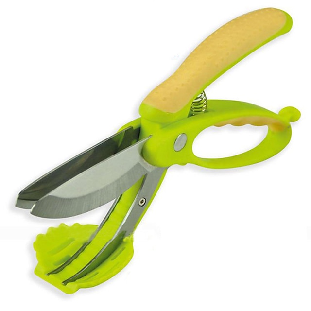  Toss and Chop Salad Scissors Tongs Fruit Vegetable Cutters Kitchen Tool Random Color