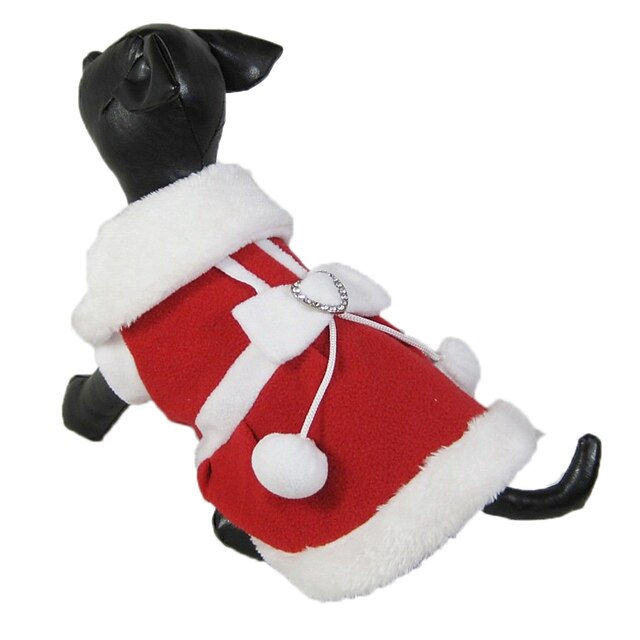  Gatto Cane Vestiti Inverno Abbigliamento per cani Rosso Costume Pile Fiocco Natale XS S M L XL XXL