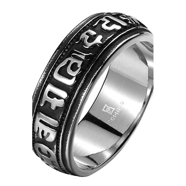  Herre Band Ring - Titanium Stål Personaliseret, Vintage, Fest 8 / 9 / 10 Sølv / Grå Til Bryllup / Fest / Daglig