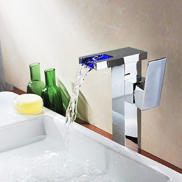  Håndvasken vandhane - Vandfald Krom Basin Et Hul / Enkelt håndtag Et HulBath Taps
