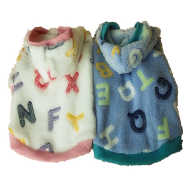 Dog Hoodie Pajamas Puppy Clothes Letter & Number Casual / Daily Dog Clothes Puppy Clothes Dog Outfits Pink Light Blue Costume for Girl and Boy Dog Flannel Fabric XS S M L XL