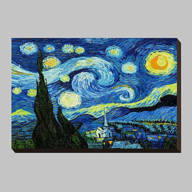  Звездная ночь c1889 Винсента Ван Гога Известные натянутым холстом для печати