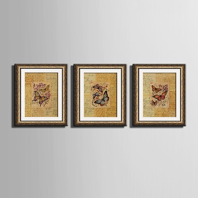  E-HOME® Framed Canvas Art, Butterfly Framed Canvas Print Set Of 3