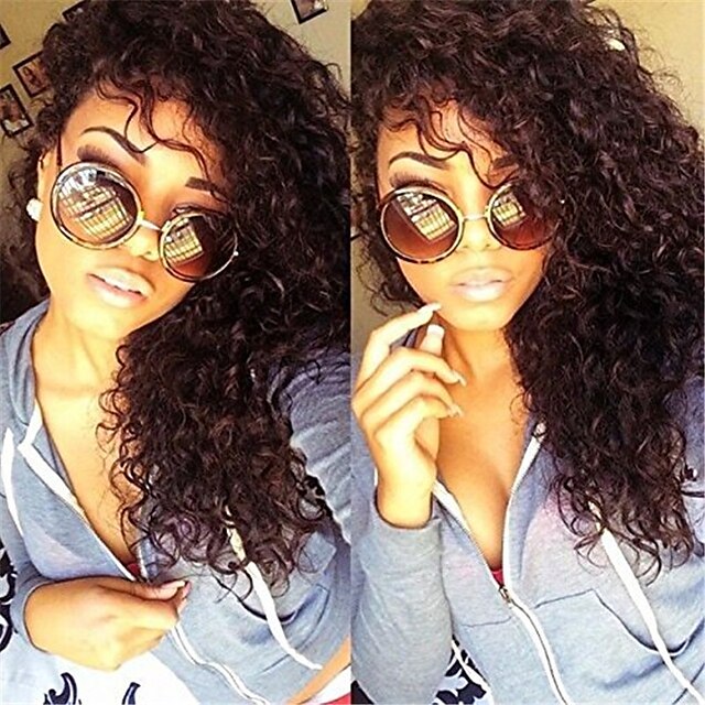  unprocessed 8a brazilian virgin hair natural black color kinky curly full lace wig with baby hair