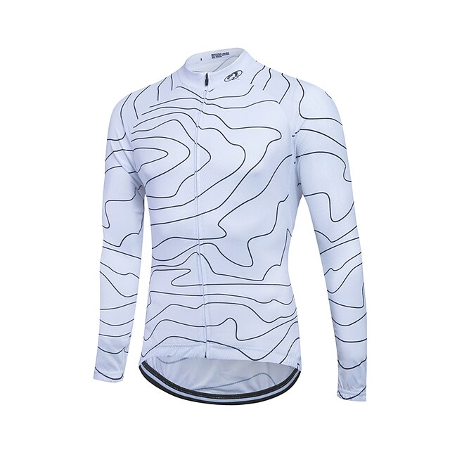  Fastcute Hombre Manga Larga Maillot de Ciclismo Invierno Vellón Blanco Negro Bicicleta Top Ciclismo de Montaña Ciclismo de Pista Mantiene abrigado Resistente al Viento Deportes Ropa / Elástico