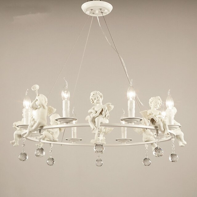  8-Light Mini Style Chandelier Metal Fabric Painted Finishes Country 110-120V 220-240V