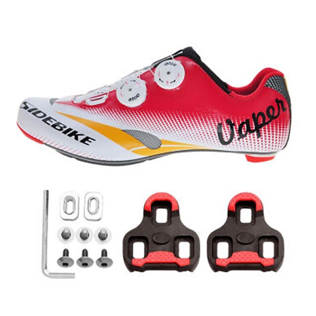  Unisexo Sapatilhas de Ciclismo com Travas & Pedal Tênis Almofadado Vermelho