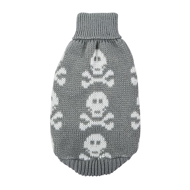  Dog Sweater Skull Keep Warm Winter Dog Clothes Puppy Clothes Dog Outfits Black Red Gray Costume for Girl and Boy Dog Cotton XS S M L XL