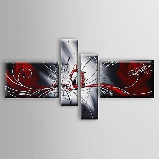  Oil Painting Hand Painted - Abstract Still Life Classic Modern With Stretched Frame Four Panels With Stretched Frame