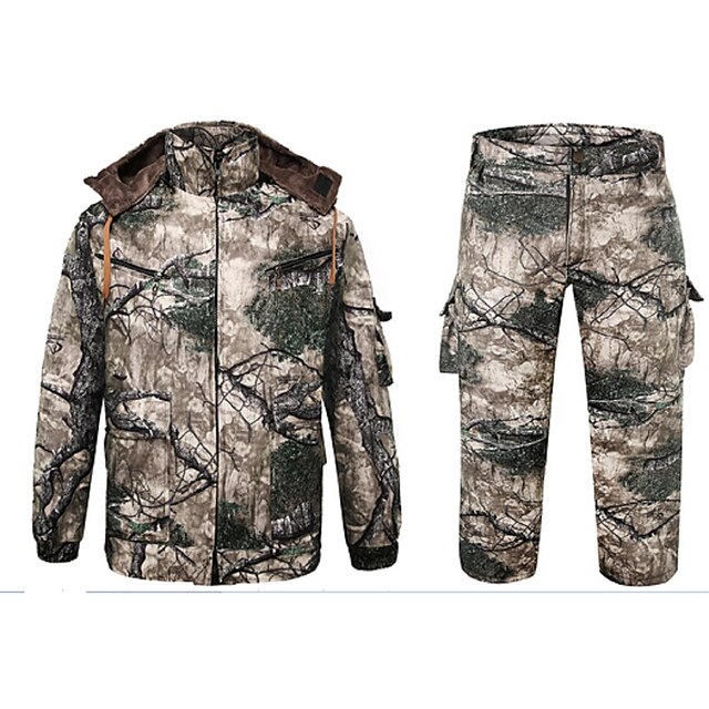  Winter Fleece Jacket With Fleece Trousers Camouflage Hunting Wader Waterproof Camo Hunting Clothing Suits