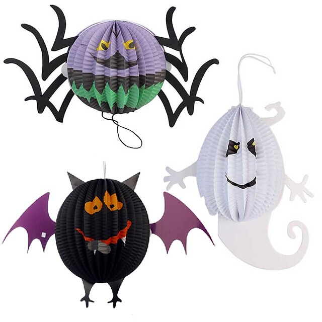  funny halloween græskar stor størrelse spøgelse edderkop bat skelet lampe papir lanterner dekoration party