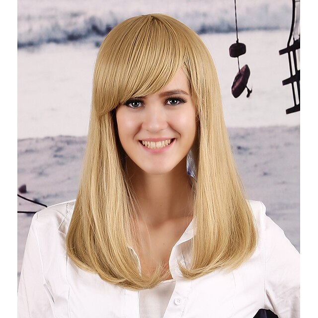  Synthetische pruiken Golvend Golvend Met pony Pruik Blond Blond Synthetisch haar Dames Blond