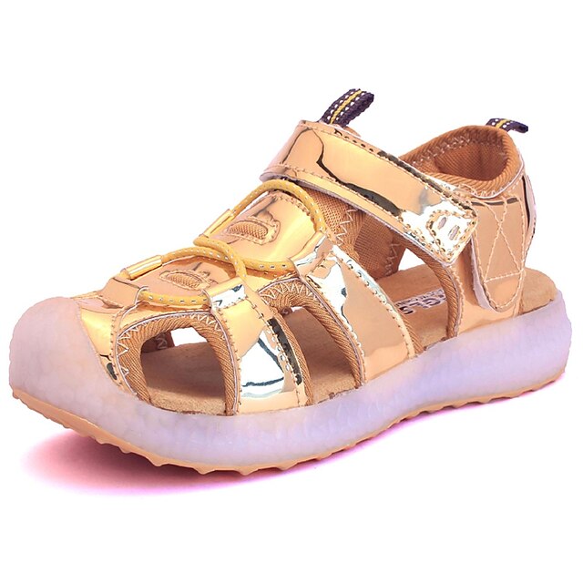  Per bambino-Sneakers-Casual Sportivo Serata e festa-Comoda Light Up Shoes-Piatto-Finta pelle-Argento Dorato Pesca