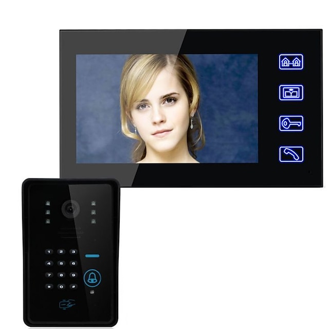  חוטי פעמון דלת וידאו multifamily 7 אִינְטשׁ 960*480 פיקסל אחד לאחד doorphone וידאו