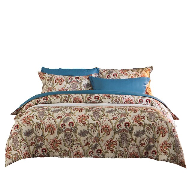  Sets Funda Nórdica Floral Poliéster Estampado reactivo 4 PiezasBedding Sets / 250 / 4 Unidades (1 Cobertor de Edredón, 1 Sábana, 2 Fundas de Almohadas)