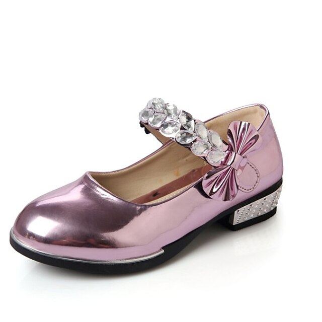  Girls' Loafers & Slip-Ons Flat Heel Flower PU Comfort / LED Shoes Spring / Fall Golden / Pink / Silver / Rubber
