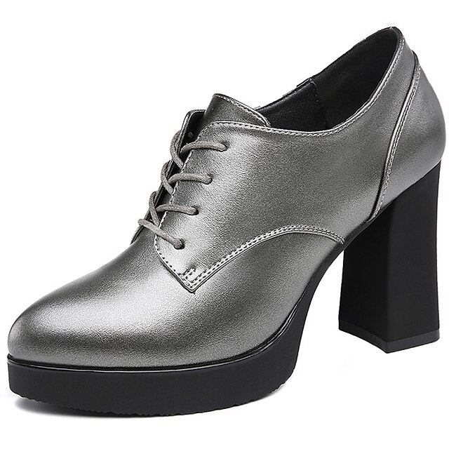  Women's Shoes Synthetic Spring / Summer / Fall Heels Chunky Heel Lace-up Black / Silver