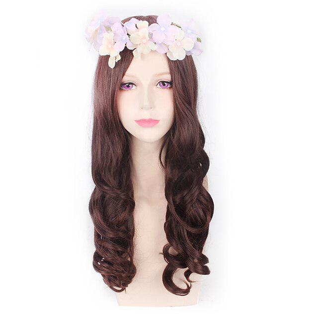  Synthetic Wig Wavy Wavy Wig Medium Length Brown Synthetic Hair Women's Brown