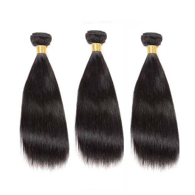  3 pacotes Cabelo Brasileiro Liso Cabelo Virgem Cabelo Humano Ondulado 8-12 polegada Tramas de cabelo humano Extensões de cabelo humano / 10A / Reto