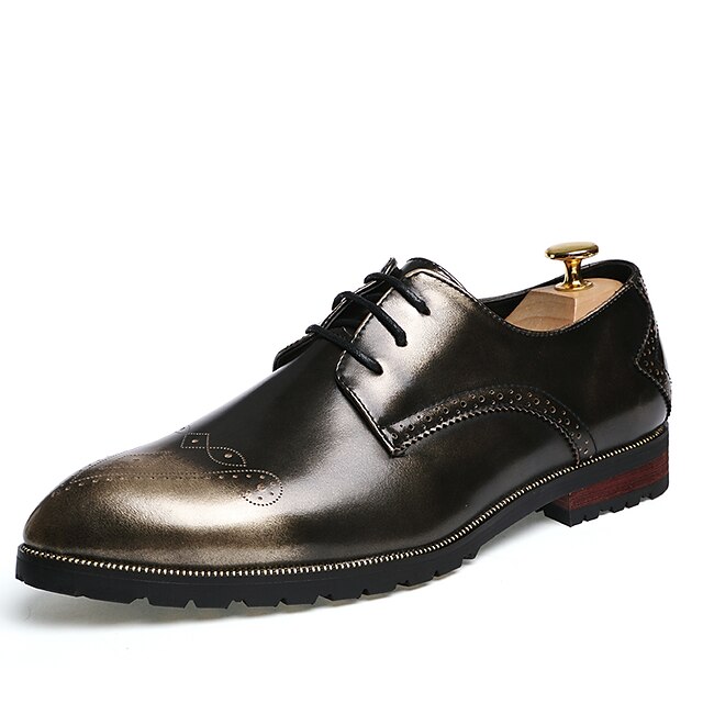  Heren Jurk schoenen Leer Lente / Zomer / Herfst Comfortabel Oxfords Wandelen Anti-slip Zwart / Bruin / Gouden / Winter / Veters / ulko-