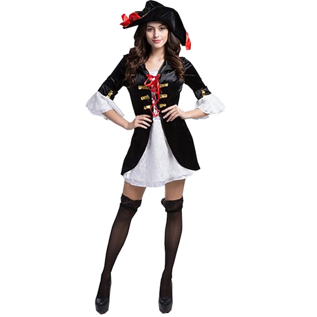  Pirate Cosplay Costume Party Costume Women's Sexy Uniforms More Uniforms Christmas Halloween Carnival Festival / Holiday Terylene Black / White Women's Easy Carnival Costumes Color Block / Skirt