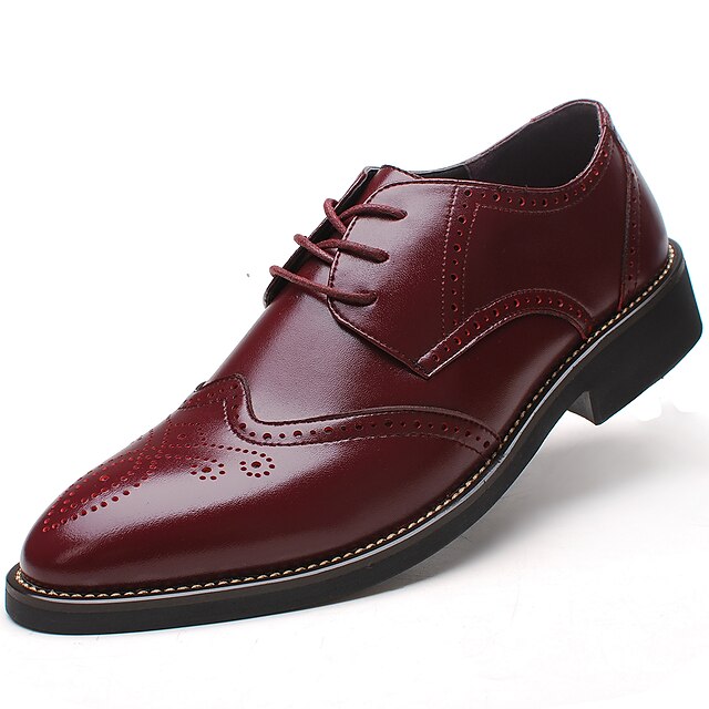  Bărbați Oxfords Pantofi formali Bullock Pantofi Pantofi de piele Afacere Nuntă Casual Petrecere și seară Piele Anti-Alunecare Negru Vișiniu Maro Toamnă Primăvară / Blocați călcâiul / Dantelă / EU41