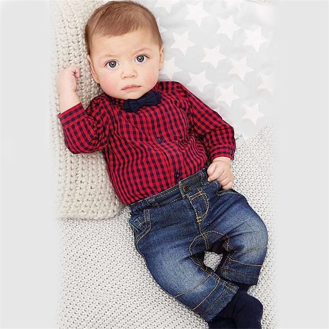 

Boys' Plaid Long Sleeve Clothing Set