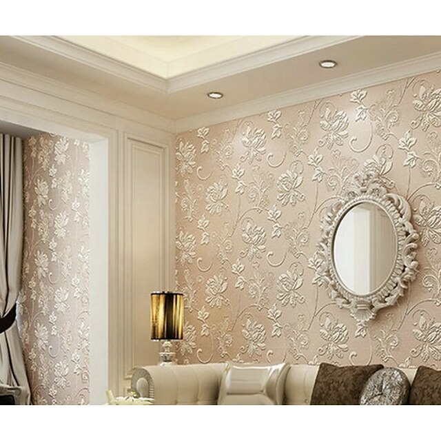  papel de parede de tecido não tecido floral 3d decoração de casa contemporânea material de revestimento de parede adesivo necessário sala 300 * 60 cm