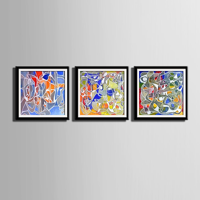  E-HOME® Framed Canvas Art, Fantasy Colors Framed Canvas Print Set Of 3