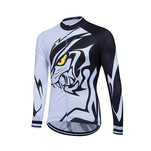  Fastcute Men's Women's Unisex Long Sleeve Cycling Jersey Tiger Plus Size Bike Sweatshirt Jersey Top, Breathable Thermal / Warm Quick Dry, Winter, Polyester Coolmax® 100% Polyester / Velvet / Fleece