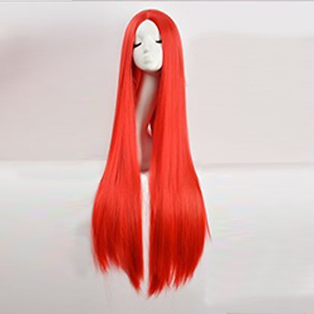  Συνθετικές Περούκες Περούκες Στολών Ίσιο Κατσαρά Ίσια Κατσαρά Ίσια Ίσια Ασύμμετρο κούρεμα Περούκα Μακρύ Κόκκινο Συνθετικά μαλλιά Γυναικεία Φυσική γραμμή των μαλλιών Κόκκινο