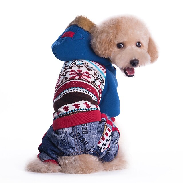  قط كلب المعاطف هوديس ألوان متناوبة ريفي ضد الرياح موضة الشتاء ملابس الكلاب أزرق زهري كوستيوم قطن S M L XL XXL