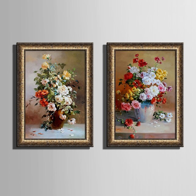  Floral/Botânico Quadros Emoldurados / Conjunto Emoldurado Wall Art,PVC Dourado Sem Cartolina de Passepartout com frame Wall Art