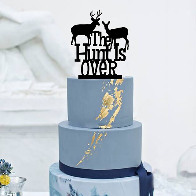  Cake Topper Classic Theme Monogram Acrylic Wedding with Flower 1 pcs Gift Box
