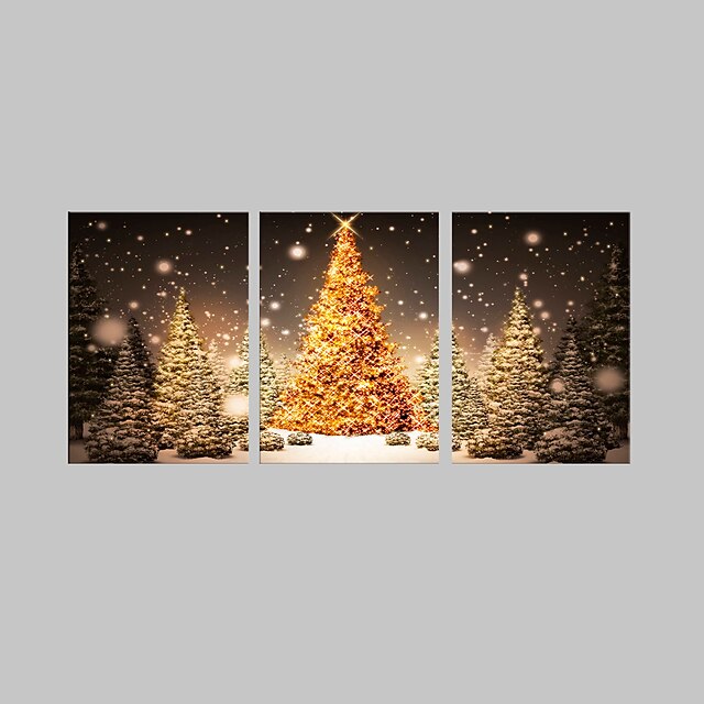  LED Canvas Art Holiday Three Panels Vertical Wall Decor Home Decoration